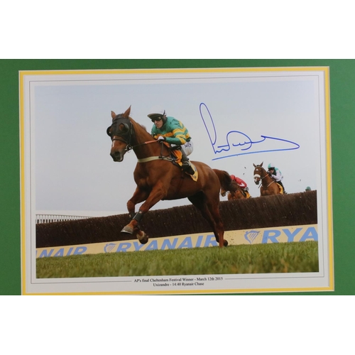 180 - Sports autographs - Three mounted displays, signed by former champion jockey A P McCoy, former PDC W... 