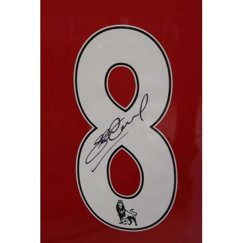 182 - Football autograph - Steven Gerrard, Liverpool FC, framed and glazed signed shirt, metal engraved pl... 