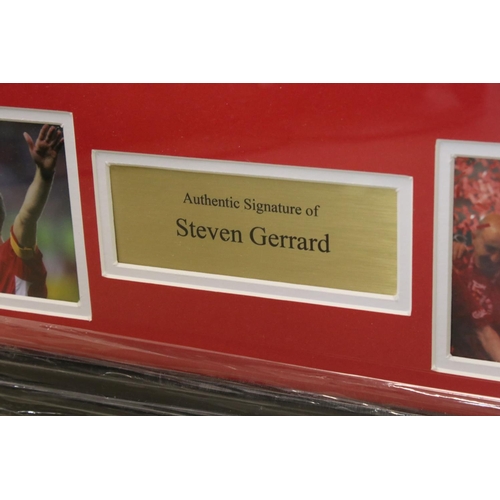 182 - Football autograph - Steven Gerrard, Liverpool FC, framed and glazed signed shirt, metal engraved pl... 