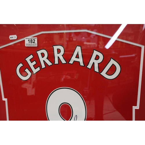 182 - Football autograph - Steven Gerrard, Liverpool FC, framed and glazed signed shirt, metal engraved pl... 