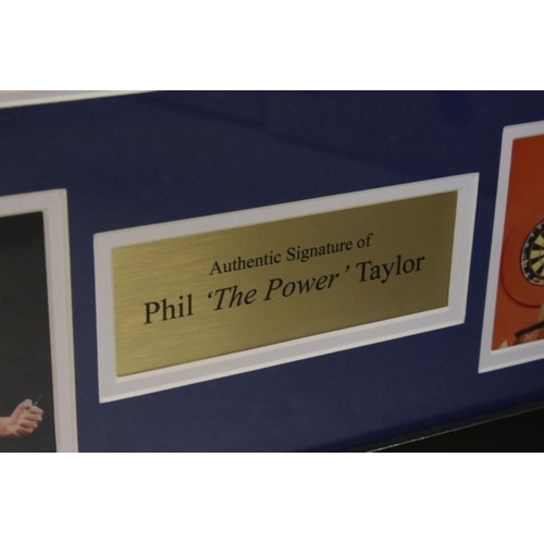 183 - Darts autograph - Phil 'The Power' Taylor, 16 time World Champion, framed and glazed shirt display, ... 