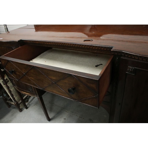 703 - Regency style Mahogany Sideboard with two central drawers flanked by two bow fronted cupboards (one ... 