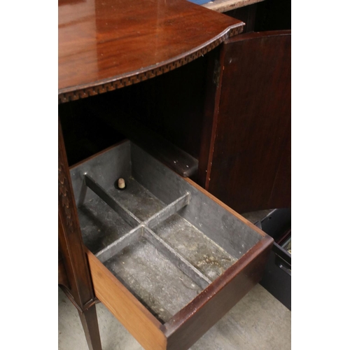 703 - Regency style Mahogany Sideboard with two central drawers flanked by two bow fronted cupboards (one ... 