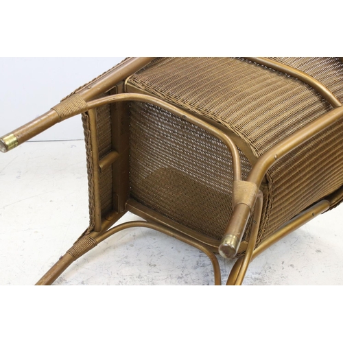 711 - Lloyd Loom Lusty Gold Linen Basket together with Two Loom gold finished Tub Chairs