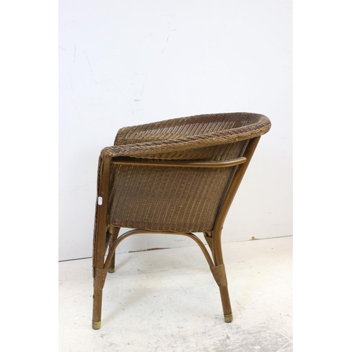 711 - Lloyd Loom Lusty Gold Linen Basket together with Two Loom gold finished Tub Chairs