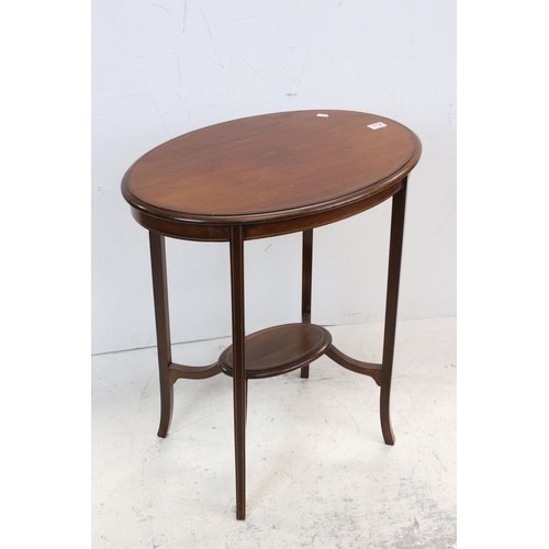 712 - Edwardian Inlaid Mahogany Oval Side Table, 67cms long x 76cms high