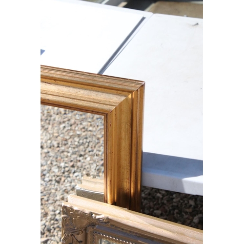 720 - Two Gilt effect Framed Mirrors with bevelled edges, 114cms x 90cms and 90cms x 65cms