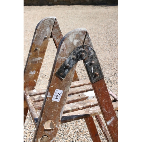 724 - Set of Mid 20th century Pine Decorator's Step Ladders