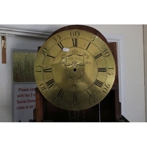 726 - 18th century Oak Longcase Clock, arched hood, the 13