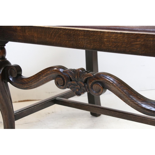 740 - Pair of Late 19th / Early 20th century Oak Open Armchairs in the 17th century manner with cane backs... 