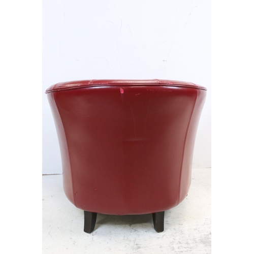 742 - Modern Red Leather Effect Tub Armchair