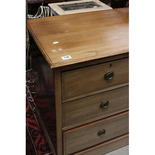 746 - Edwardian Mahogany Inlaid Chest of Two Short over Two Long Drawers, 107cms long x 78cms high