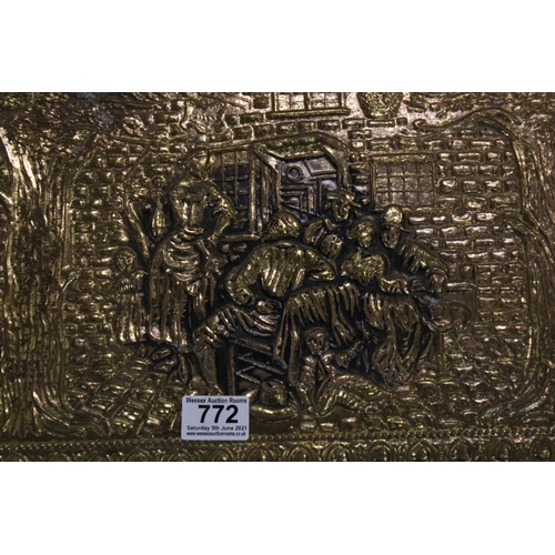 772 - Brass Relief Coal Box, 46cms long