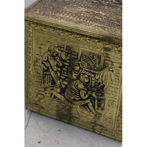 772 - Brass Relief Coal Box, 46cms long