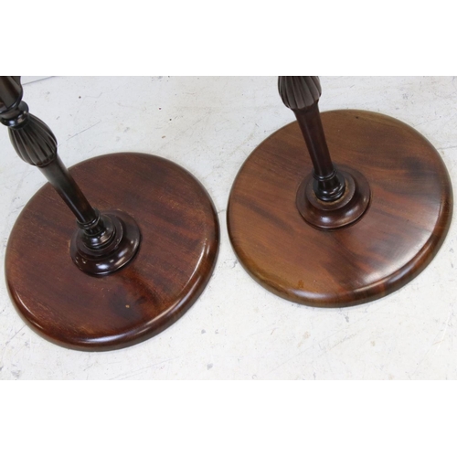 780 - Two similar George III style Mahogany Pedestal Wine Tables, one with inlaid top, 52cms high