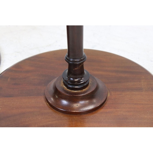 780 - Two similar George III style Mahogany Pedestal Wine Tables, one with inlaid top, 52cms high