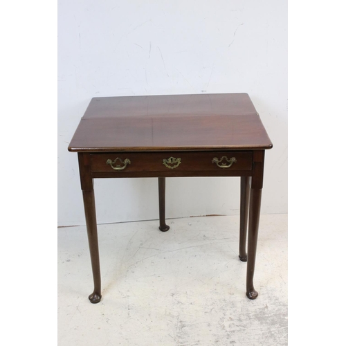 781 - Small George II Mahogany Tea Table with single drawer and raised on turned legs with pad feet, 75cms... 