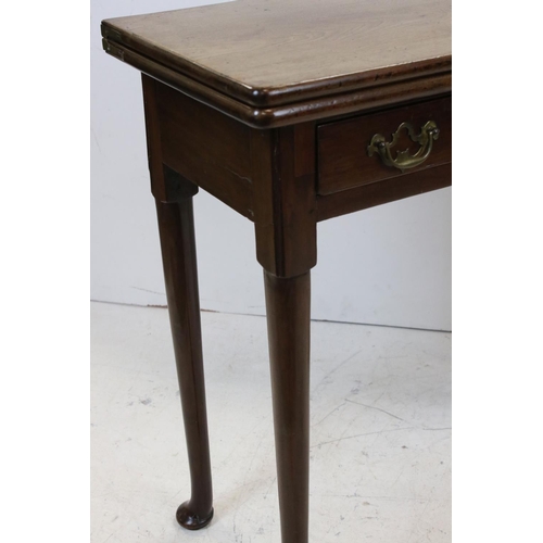 781 - Small George II Mahogany Tea Table with single drawer and raised on turned legs with pad feet, 75cms... 