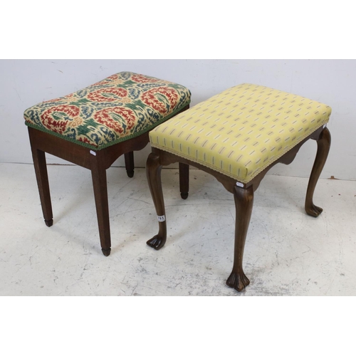 783 - Dressing Table Stool with cabriole legs and trifid feet, 60cms long together with one other Dressing... 