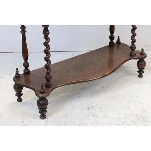 785 - Victorian Rosewood Graduating What Not with barley-twist supports, 69cms wide x 122cms high