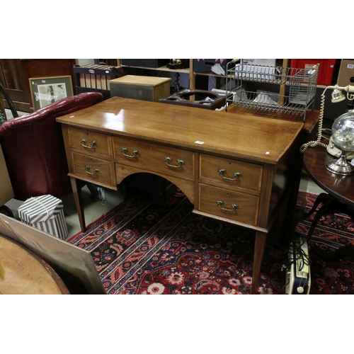 788 - Edwardian Mahogany and Cross-banded Desk / Side Table with an arrangement of five drawers and an arc... 