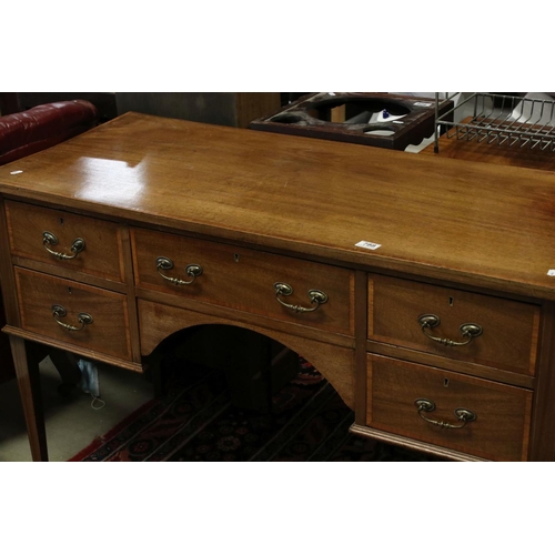 788 - Edwardian Mahogany and Cross-banded Desk / Side Table with an arrangement of five drawers and an arc... 