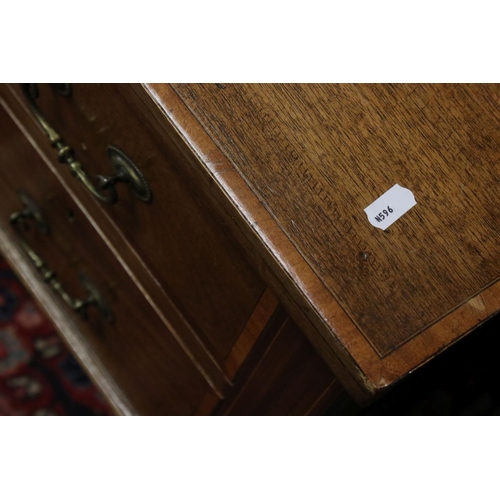 788 - Edwardian Mahogany and Cross-banded Desk / Side Table with an arrangement of five drawers and an arc... 