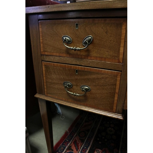 788 - Edwardian Mahogany and Cross-banded Desk / Side Table with an arrangement of five drawers and an arc... 