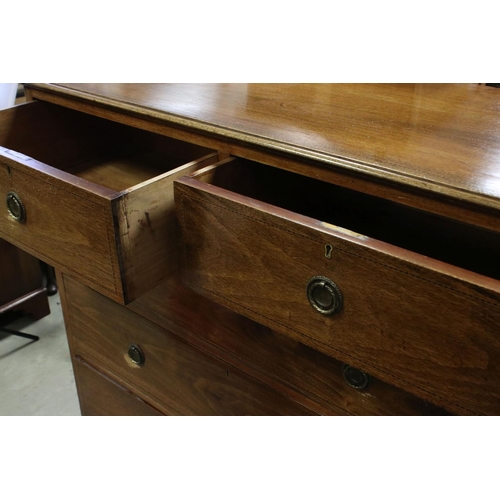 790 - 19th century Inlaid Mahogany Chest of Two Short over Three Long Drawers, on bracket feet, 107cms wid... 