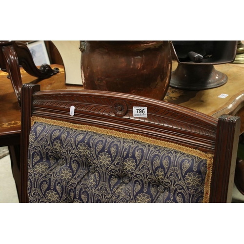 796 - Late Victorian Matching Gentleman's and Ladies Salon Armchairs, upholstered in matching fabric, 96cm... 