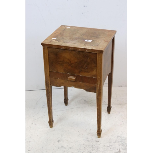 801 - Early 20th century Walnut Sewing Table with lift lid and drawer, 38cms wide x 63cms high