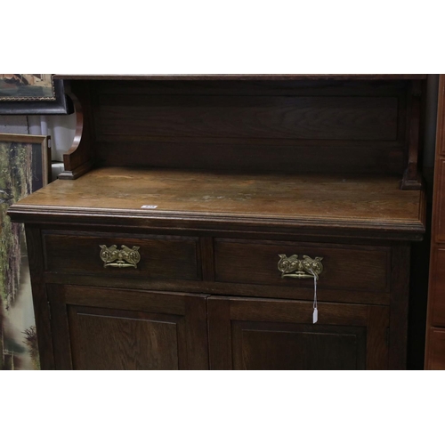 818 - Late 19th / Early 20th century Arts and Crafts Oak Mirrored Back Sideboard, 107cms wide x 186cms hig... 