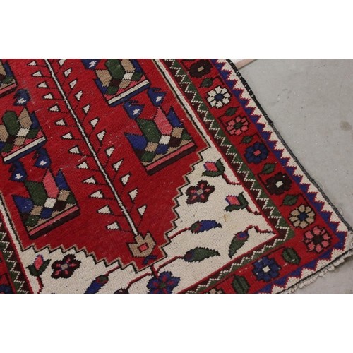 825 - Eastern Red and Cream Ground Wool Hand Knotted Runner Rug, 75cms x 283cms