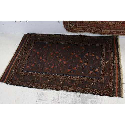 842 - Collection of Three Eastern Wool Rugs, 117cms x 95cms, 91cms x 77cms and 131cms x 87cms