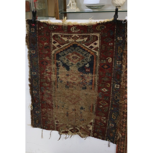 842 - Collection of Three Eastern Wool Rugs, 117cms x 95cms, 91cms x 77cms and 131cms x 87cms