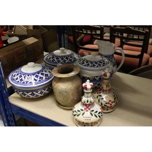 672 - A quantity of Iranian ceramics to include Tureen's together with a pair of Heering-Copenhagen cherry... 