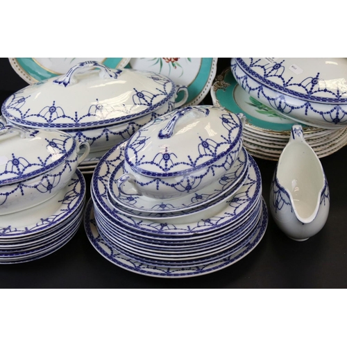 675 - A Imperial Porcelain Wedgwood 'Luna' pattern part dinner service together with a quantity of floral ... 