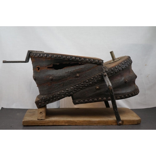 615 - A large set of antique wooden bellows.