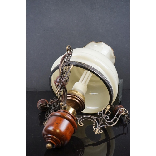 621 - A vintage Dutch hanging ceiling lamp with glass shade.