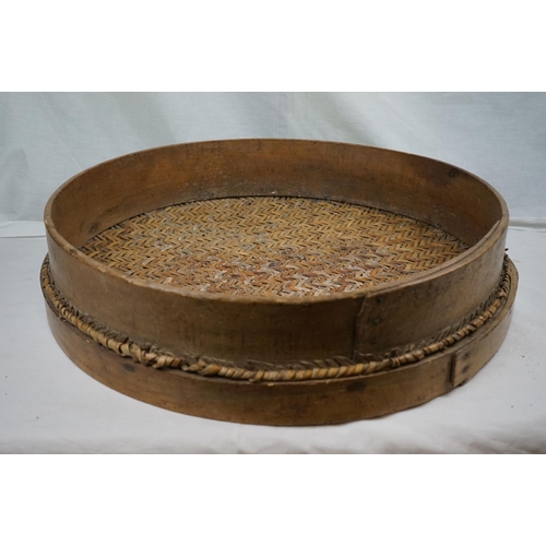 624 - A vintage wooden basketry sieve for flour, rice or seed.