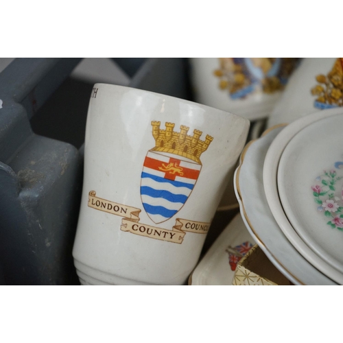 628 - A good quantity of crested china to include W.H. Goss together with a quantity of coronation ware.