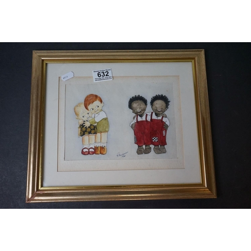 632 - F Hargraves 20th century watercolour of children signed and dated 1921 15 x 21 cm.