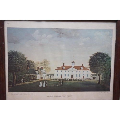 654 - A framed goose print, two other prints & a watercolour of children by a lake