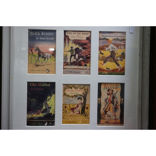 656 - Set of Framed, Glazed and Mounted Twelve Puffin Children's Book Covers including The Hobbit, Black B... 