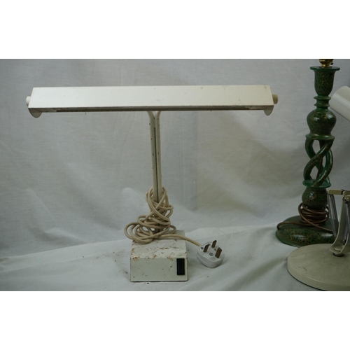 664 - Two angle poise desk lamps together with another desk lamp.