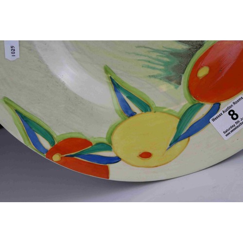 8 - Clarice Cliff Bizarre ' Delecia Citrus ' pattern Wall Charger, 33cms diameter (a/f)