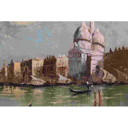 76 - A contemporary oil painting Venetian scene with Gondola unsigned 44 x 68 cm .