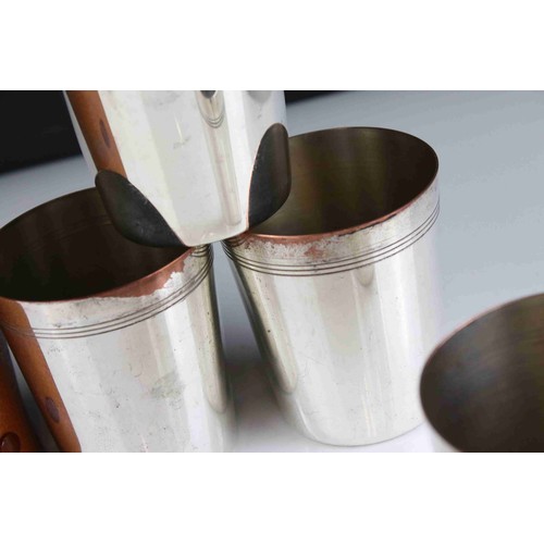 66 - Early to Mid 20th century Set of Four Silver Plated Stacking Cups contained in a Leather Case