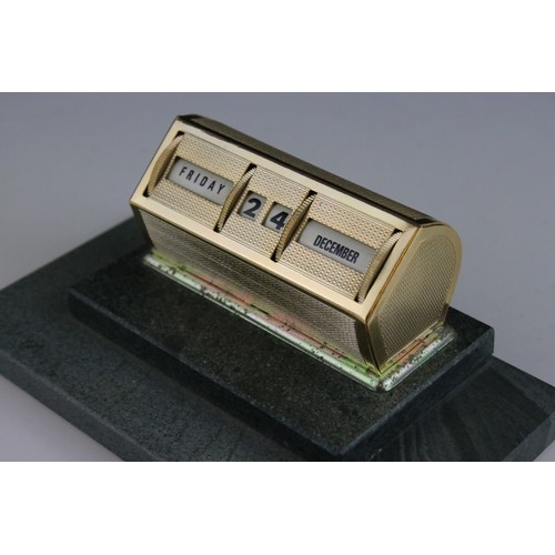 88 - Mid 20th century Desk Calendar with stepped slate base, 15.5cms