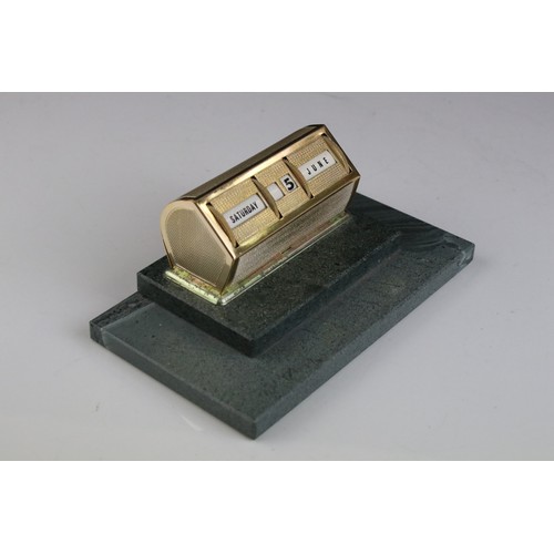 88 - Mid 20th century Desk Calendar with stepped slate base, 15.5cms